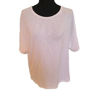 Clara Sun Woo White Short Sleeve Cotton Blend Top Medium